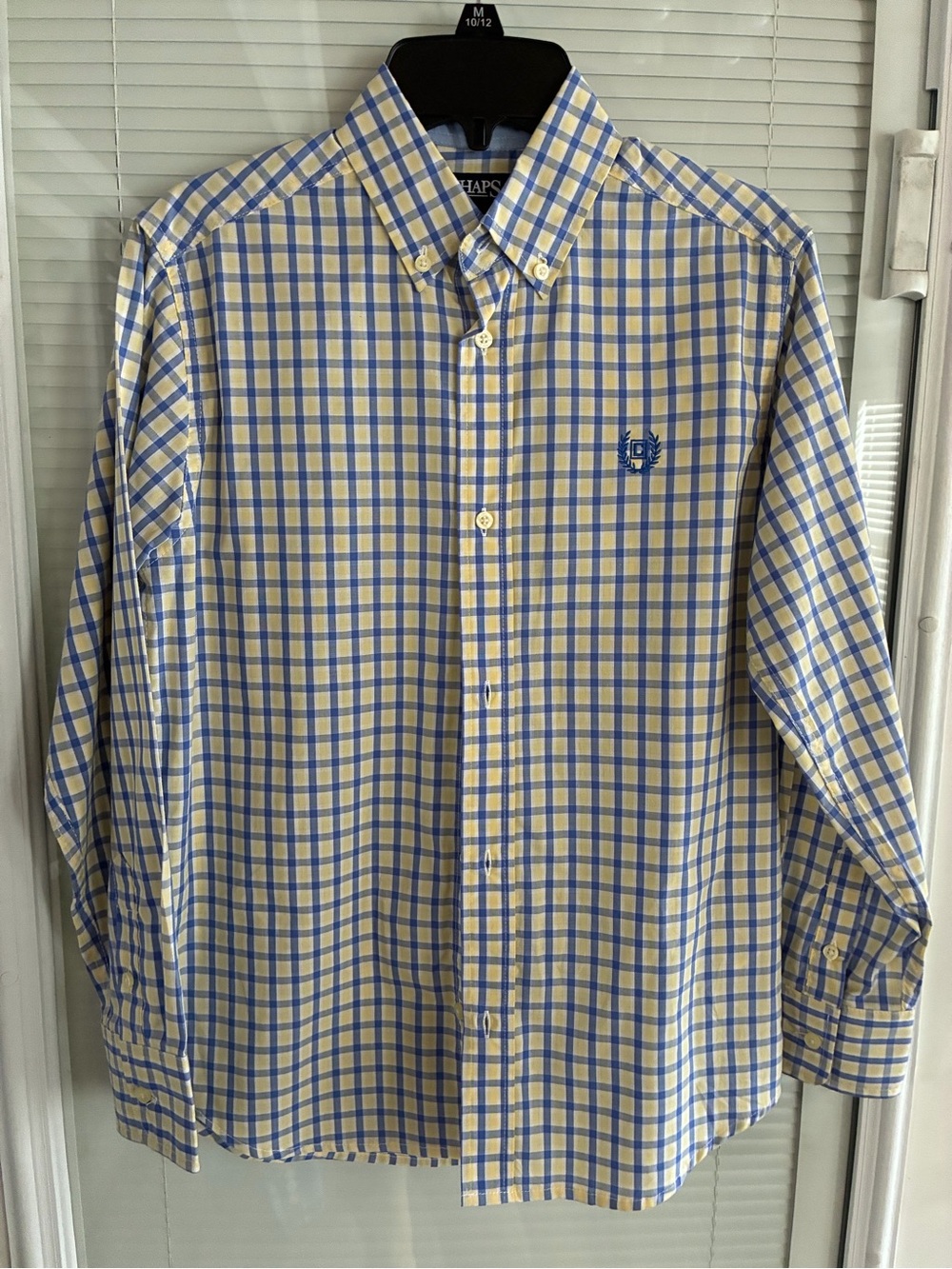 Chaps Yellow and Blue Plaid Button-Down Shirt Sz 10-12